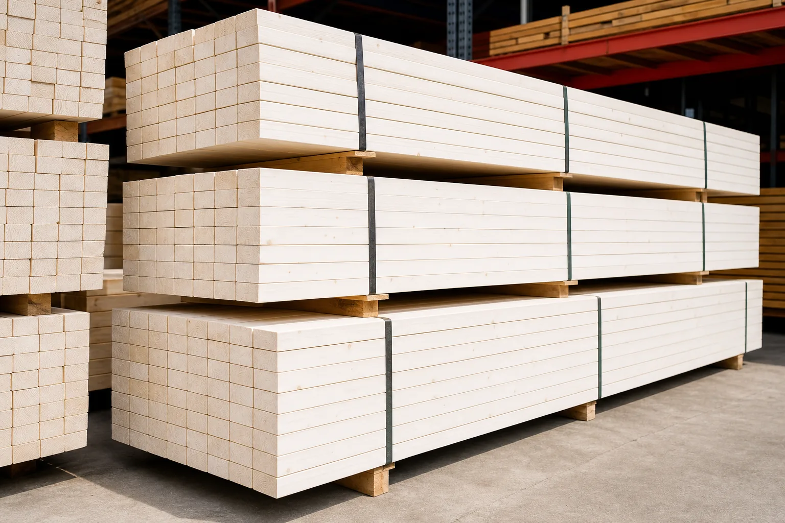 White wood timber for construction supply