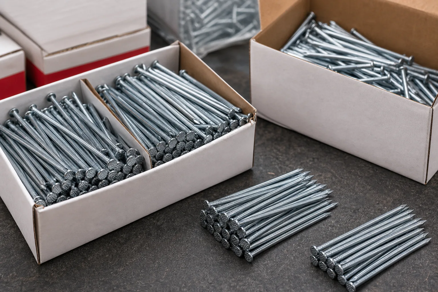 Wire nails in multiple construction sizes